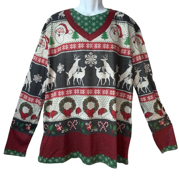Faux Real Other - Faux Real Randy Raunchy Reindeer Christmas "Sweater" Tee Shirt Size 2XL NWOT